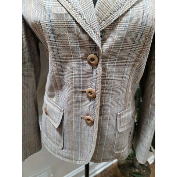 Pendleton Women Multicolor Cotton Single Breasted Three Buttons Fitted Blazer 12 - Picture 3 of 11